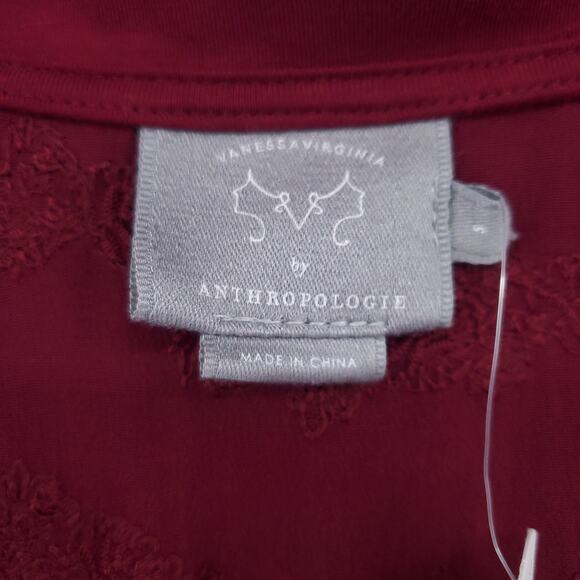 Vanessa Virginia Lenora Vintage Inspired Boho Floral Embroidered Tie Front Top S - Picture 8 of 16